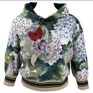 Dolce & Gabbana Floral Hoodie with Red Butterfly